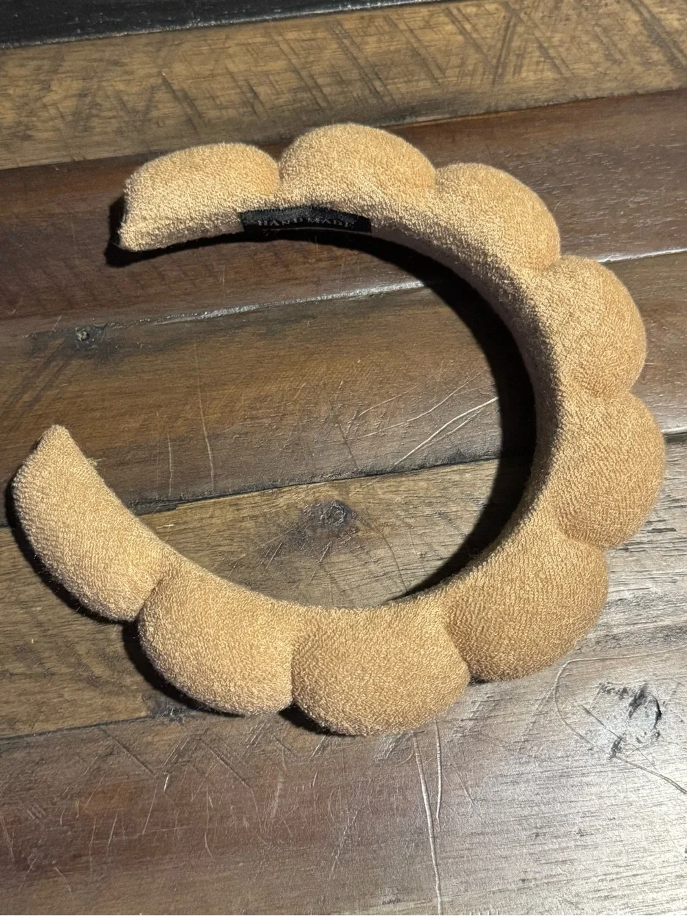Plush Scalloped Headband in Tan